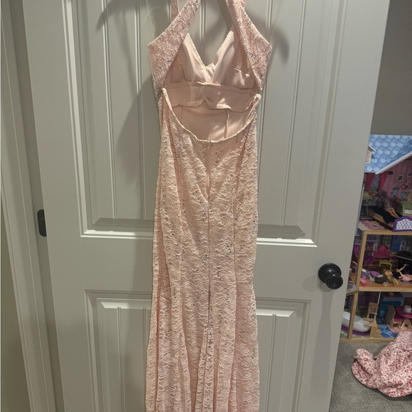 Elegant Pink Lace Halter Dress - Picture 5 of 6